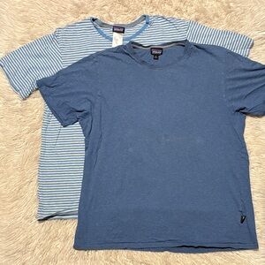 Patagonia Men's Short Sleeve Crew Tees - Solid Blue & Light Blue Stripe
